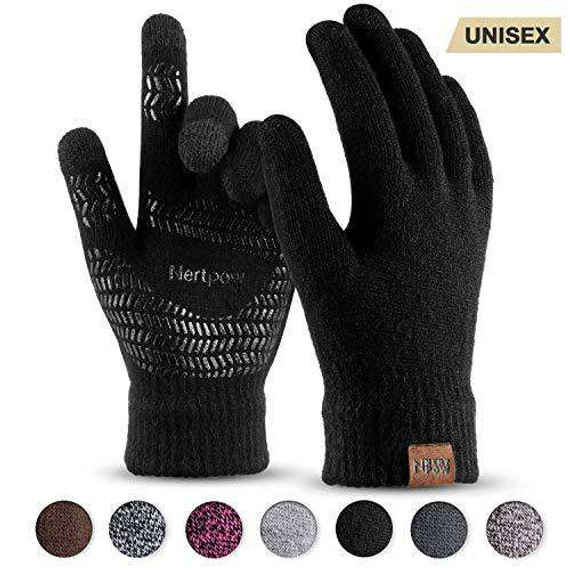 Touch Screen Texting Soft Warm Thermal Fleece Lining Gloves With Anti-Slip Silicone Gel