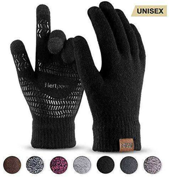 Touch Screen Texting Soft Warm Thermal Fleece Lining Gloves With Anti-Slip Silicone Gel