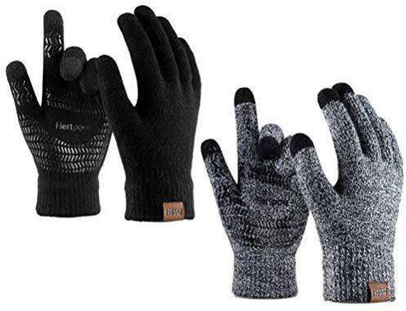 Touch Screen Texting Soft Warm Thermal Fleece Lining Gloves With Anti-Slip Silicone Gel