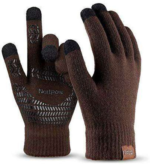 Touch Screen Texting Soft Warm Thermal Fleece Lining Gloves With Anti-Slip Silicone Gel