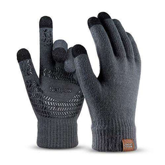 Touch Screen Texting Soft Warm Thermal Fleece Lining Gloves With Anti-Slip Silicone Gel