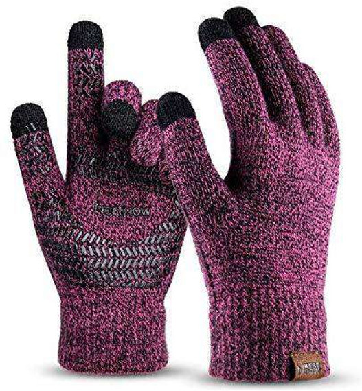 Touch Screen Texting Soft Warm Thermal Fleece Lining Gloves With Anti-Slip Silicone Gel