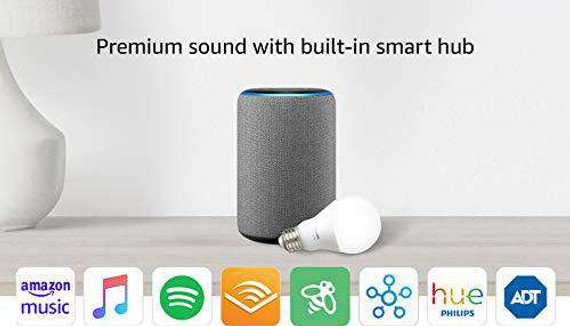 Echo Plus (2nd Gen) with Philips Hue Bulb - Alexa smart home starter kit - Heather Gray