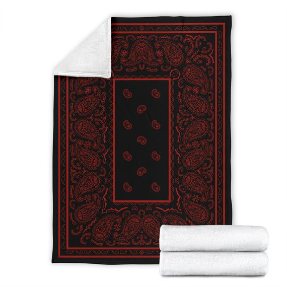 Ultra Plush Black and Red Fleece Bandana Blanket