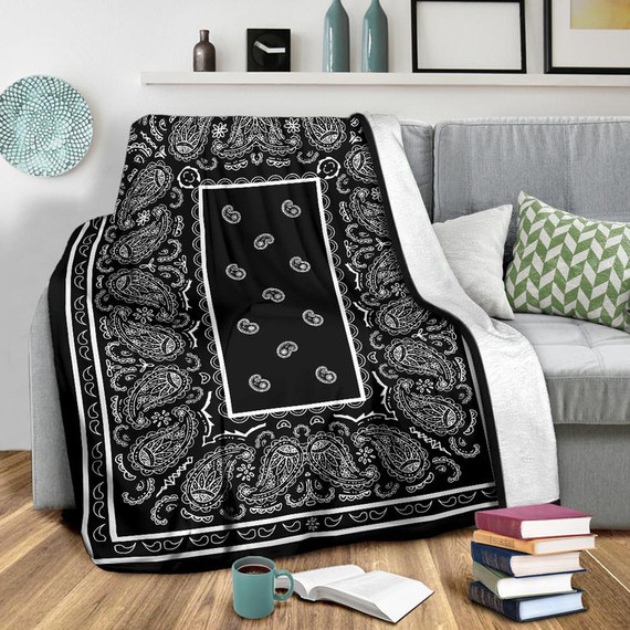 Ultra Plush Black Bandana Blanket