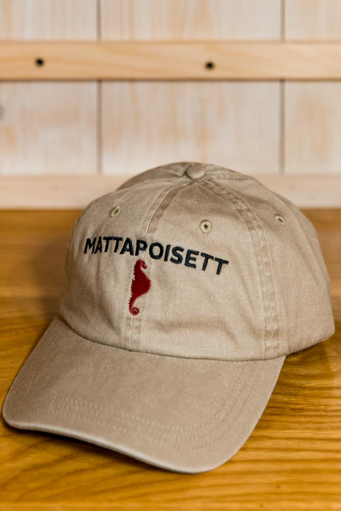 Mattapoisett & Red Seahorse Logo Baseball Hat - Khaki