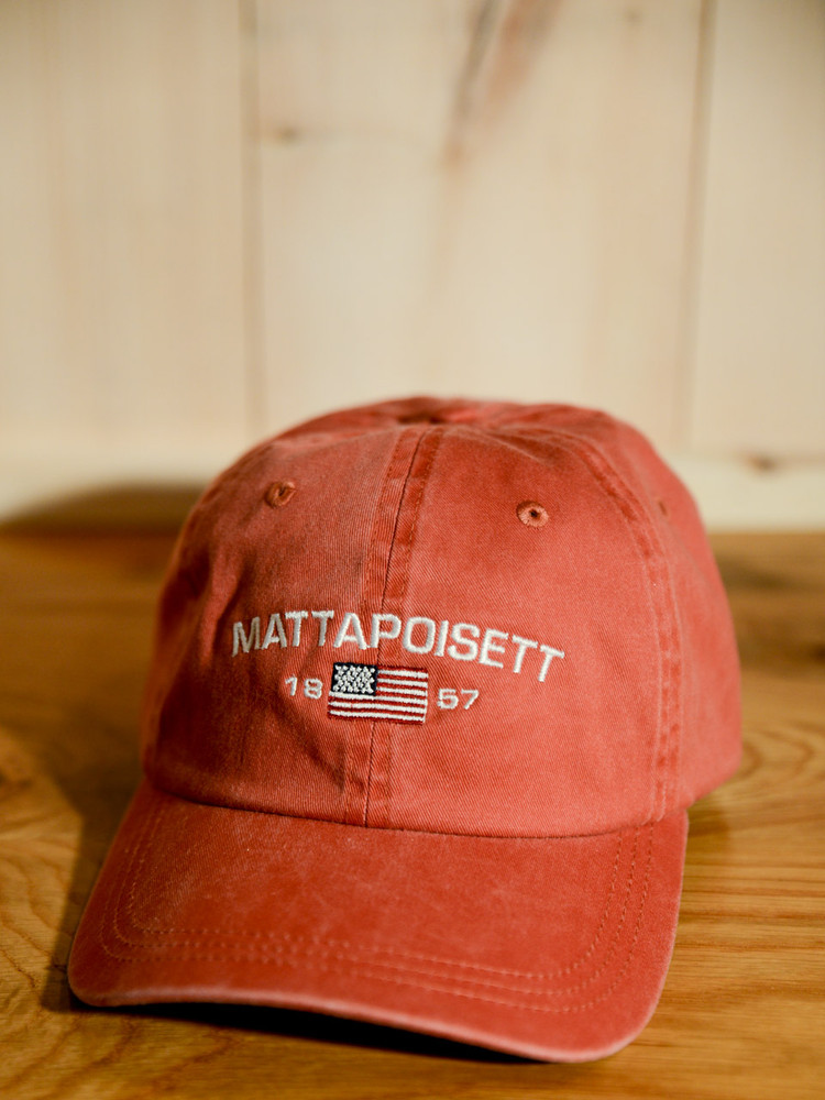 Mattapoisett & American Flag Logo Baseball Hat - Red