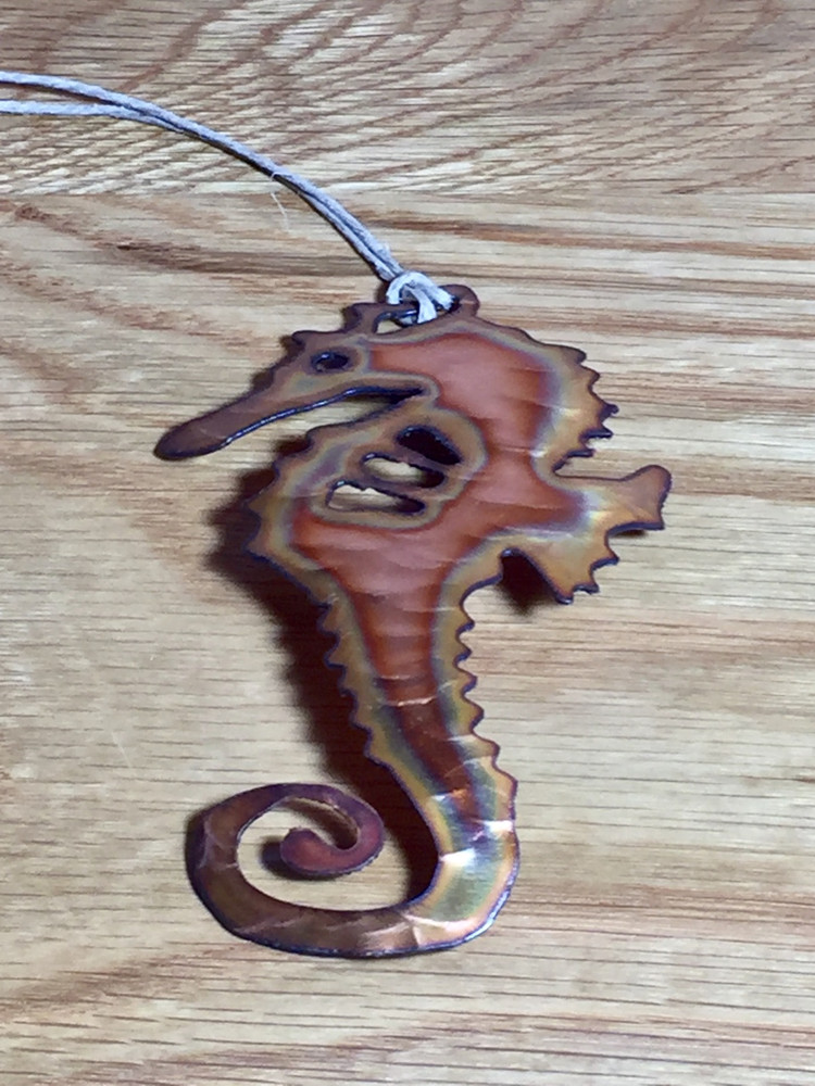Copper Seahorse Christmas Ornament