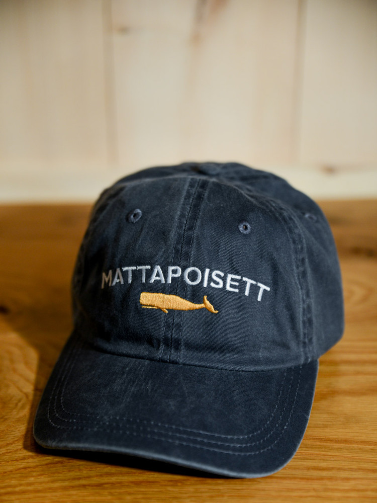 Mattapoisett & Whale Logo Baseball Hat - Distressed Navy