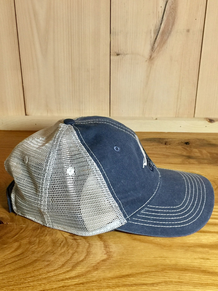 TWGS Embroidered Whale-on-the-bike Logo Baseball Hat - Mesh - Slate Blue