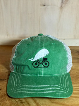 TWGS Embroidered Whale-on-the-bike Logo Baseball Hat - Mesh - Green