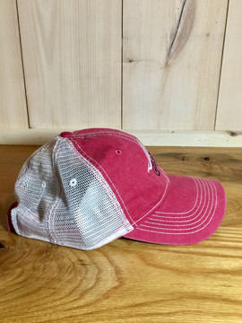 TWGS Embroidered Whale-on-the-bike Logo Baseball Hat - Mesh - Red