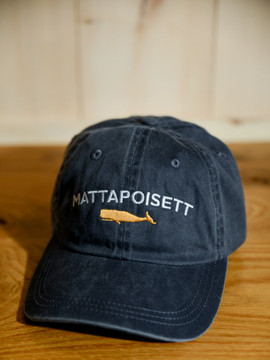 Mattapoisett & Whale Logo Baseball Hat - Distressed Navy