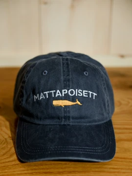 Mattapoisett & Whale Logo Baseball Hat - Distressed Navy