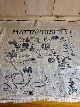 Mattapoisett Map Floursack Tea Towel - Boston Blue