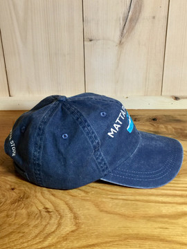Mattapoisett & Bass Boat Logo Baseball Hat - Distressed Navy