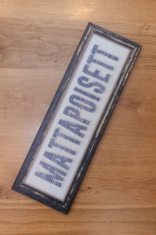 Distressed Mattapoisett Sign - Brown & Blue