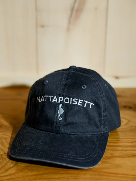 Mattapoisett & Seahorse Logo Baseball Hat - Distressed Navy