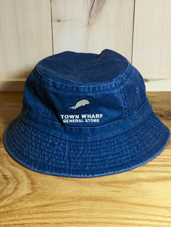 TWGS Embroidered Whale-on-the-bike Logo Bucket Hat - Denim Blue