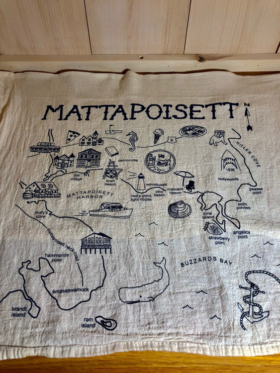 Mattapoisett Map Floursack Tea Towel - Navy Blue