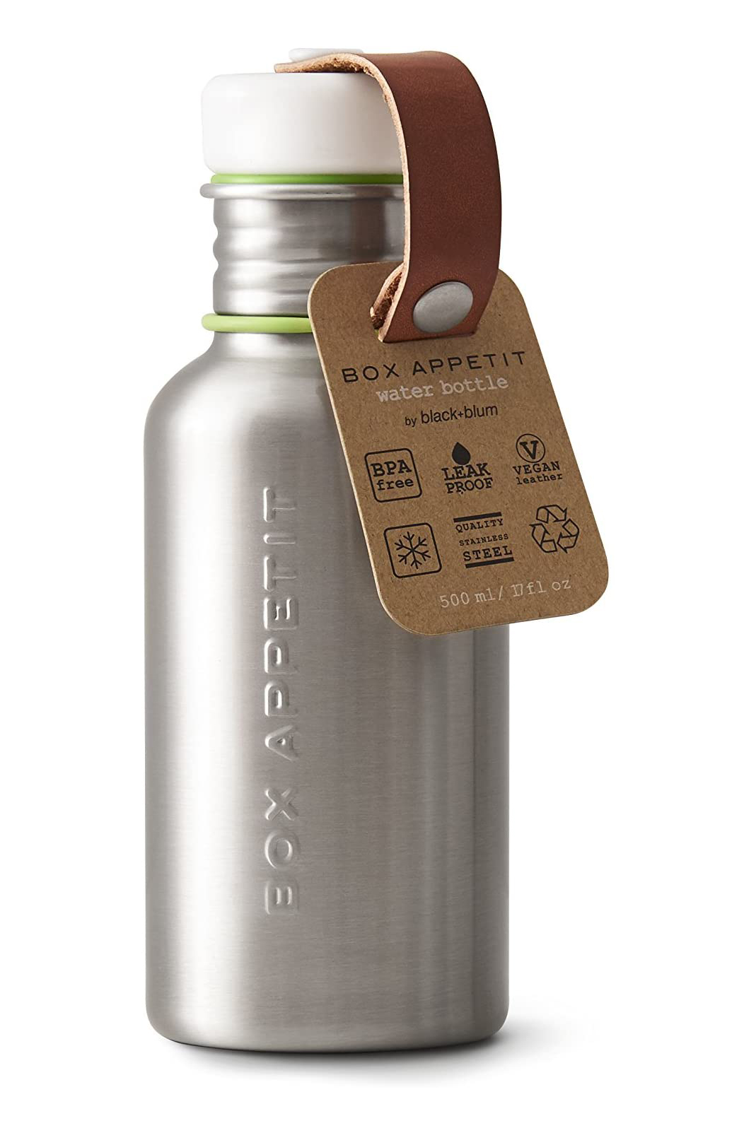 Water Bottle, 17 fl oz (500 ml ), Black Stainless Steel, In stock!