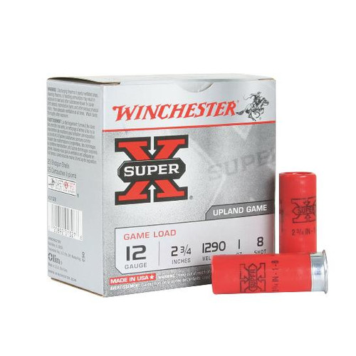 Winchester 12ga 2.75 1oz ##8 SuperX Shotshell Ammunition 25rds  XU128