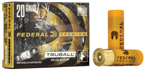 Federal VitalShok Truball 20GA 2 3/4 Rifled Slug Ammunition 5rd Box  PB203RS