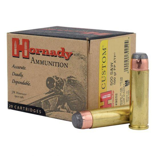 Hornady .500 S&W Magnum 500gr InterLock Flat Point XTP Custom Pistol Ammunition 20rds  9252