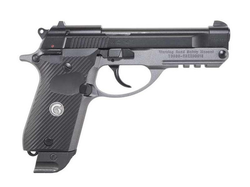 EAA GIRSAN 390855 MC 14T SOLUTION COMPACT 380 ACP 13+1 4.50 BLACK STEEL TIPUP BARREL & SERRATED SLIDE, MATTE STAINLESS ALUMINUM FRAME W/ACCESSORY RAIL, BLACK CHECKERED POLYMER GRIP AMBIDEXTROUS