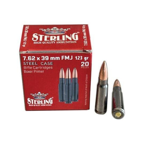 Sterling 7.62x39mm 123 gr FMJ 20rds Rifle Ammo for Tactical and Range Shooting  8698779971205