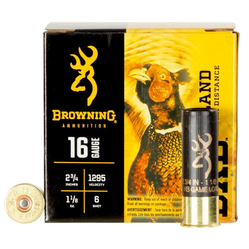 Browning BXD Upland 16 Gauge Ammo 23/4 11/8 Ounce ##6 Nickel Plated Lead Shot