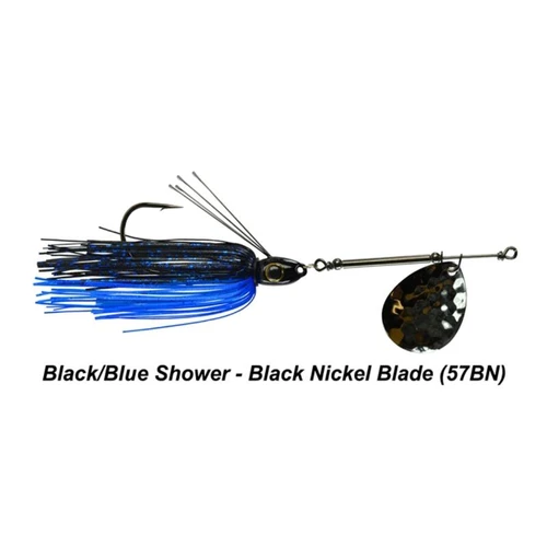 Picasso AllTerrain Weedless Inline Spinner Jig 3/8OZ Black/Blue Shower  Black Nickel