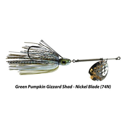 Picasso AllTerrain Weedless Inline Spinner Jig  1/2OZ    Green Pumpkin Gizzard Shad  Nickel