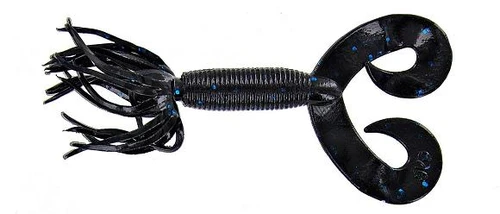 YAMAMOTO 5IN DOUBLE TAIL HULA GRUBBLACK WITH BLUE FLAKE
