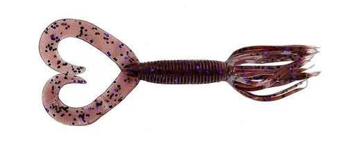 YAMAMOTO 5IN DOUBLE TAIL HULA GRUBCINNAMON BROWN WITH PURPLE FLAKE