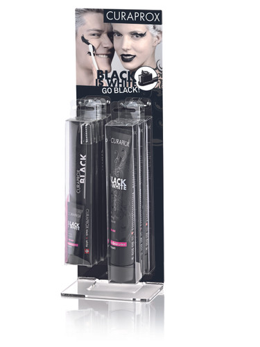 Curaprox Black is White GO BLACK Table Display (Contains 4x Light Pack Sets and 3x 90ml Toothpaste)
