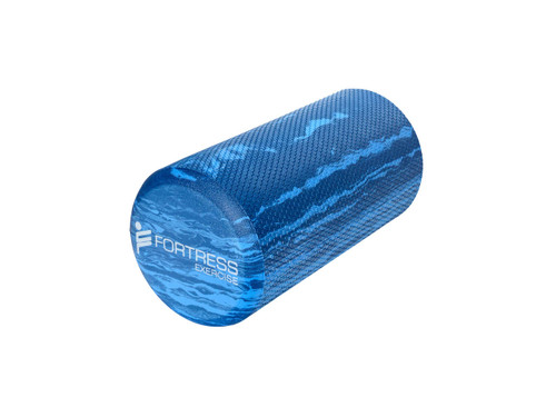 Fortress Short Round Premium Foam Roller 15 x 30cm Marble Blue