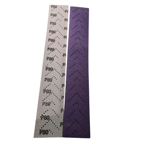 70×420mm Purple Ceramic Sanding Sheets with V-Hole Dust Extraction | Heavy Duty Industrial Hand Sanding Abrasive