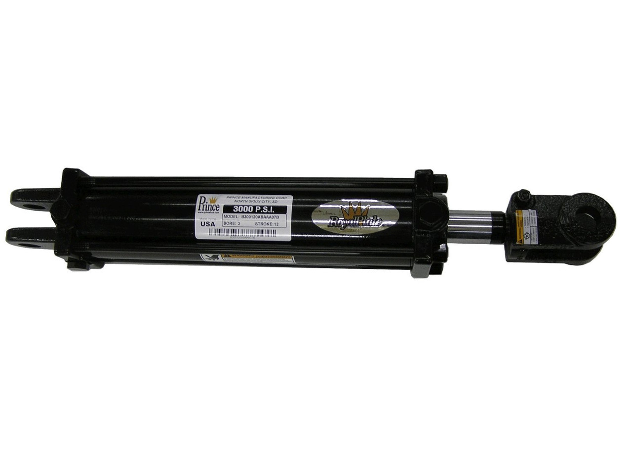 Prince Tie-rod Hydraulic Cylinder: 3 Bore x 6 Stroke, 1.375 Rod