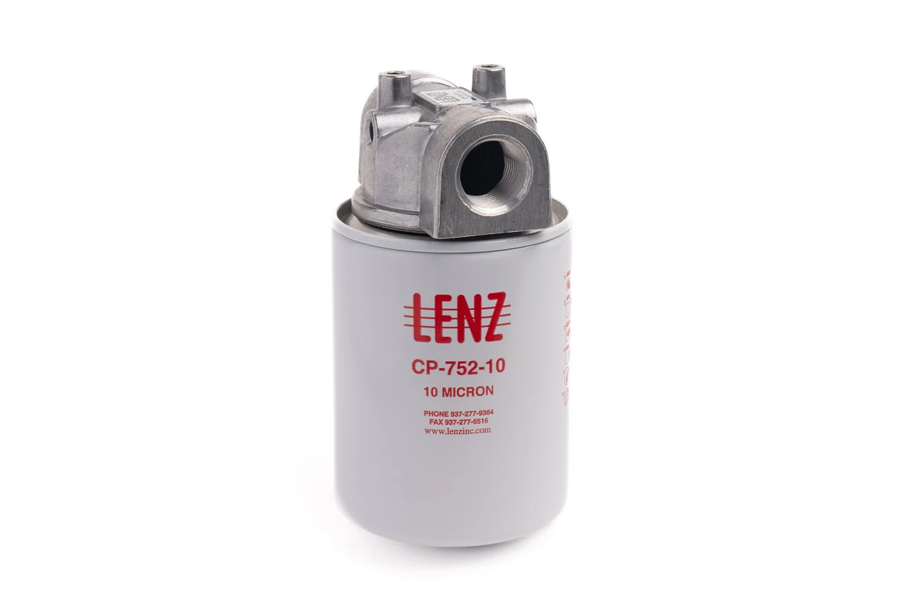 Lenz Spin-On Filters Assembly: 10 Micron, 3/4 NPTF Port, 15 PSI Bypass