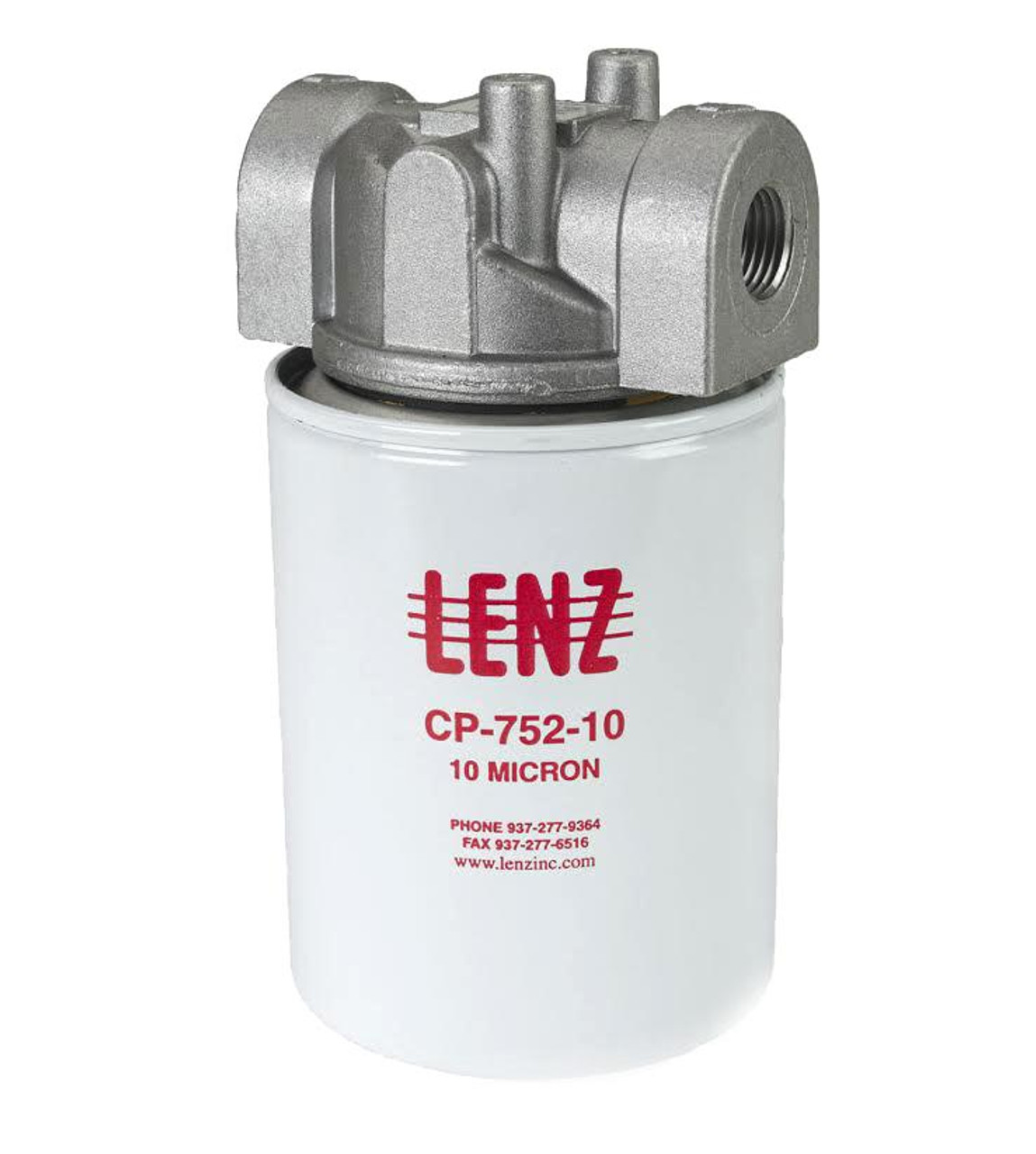 Lenz Spin-On Filter Assembly, 10 Micron, 3/4 NPTF, 15 PSI Bypass, CP-750-10P