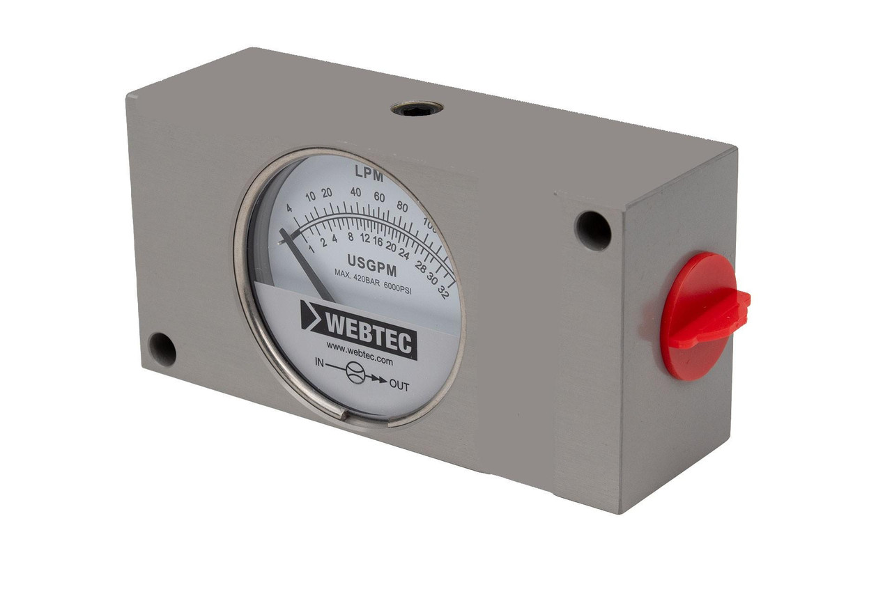 In-Line Flow Indicator, 3/4 NPSF Port, 6000 PSI, 1-32 GPM