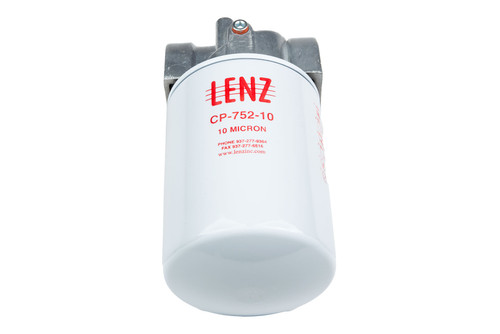 Lenz Spin-On Filters Assembly: 10 Micron, 3/4 NPTF Port, 15 PSI, CP-750-10-P-T