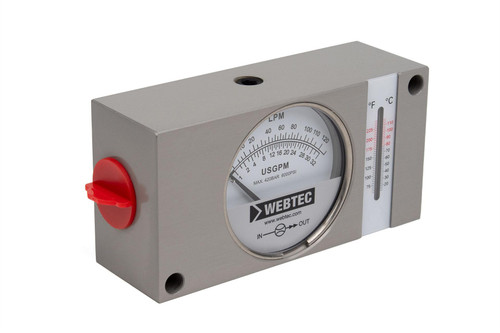 In-Line Flow Indicator w/thermometer, 3/4 NPSF Port, 6000 PSI, 1-32 GPM