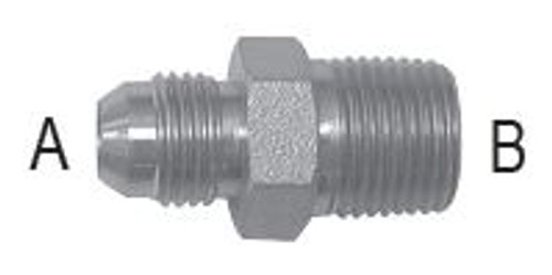 Male JIC to M Pipe Straight - 3/4-16 A, 1/2-14 B