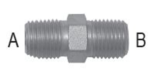 Male to M Pipe Hex Nipple - 3/4-14 A, 3/4-14 B