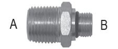 Male O-Ring Boss to Pipe Straight - 1/2-14 A, SAE 6 B