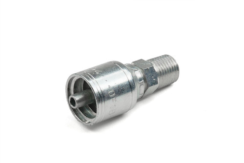 Hydraulic Crimp Hose Fitting - M Pipe - Rigid -  3/8 ID, 3/8-18 Thread