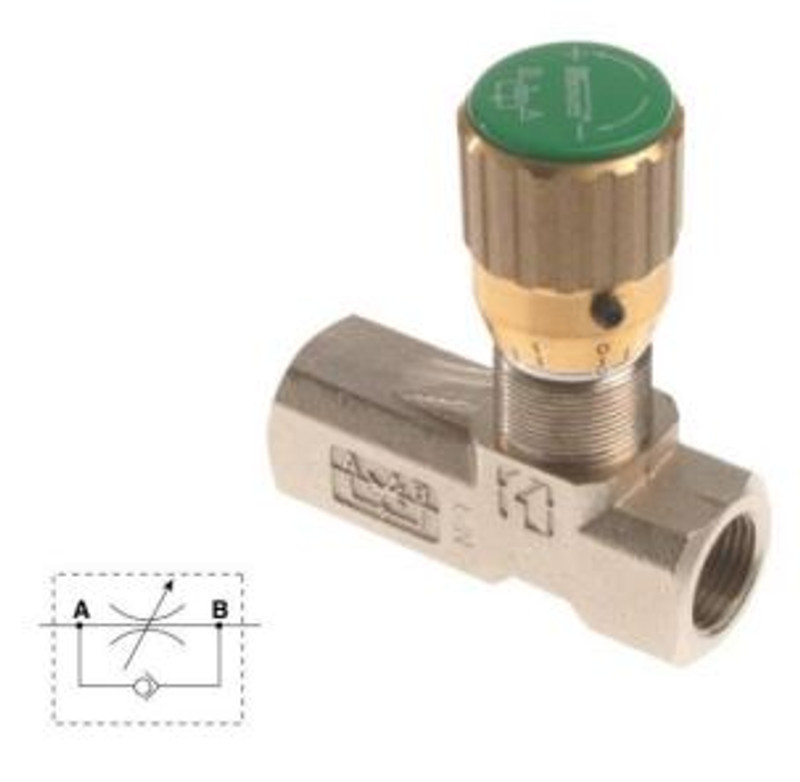 Flow Control Valve, Nickel Plated, 3000 PSI, 1/4 NPT Port