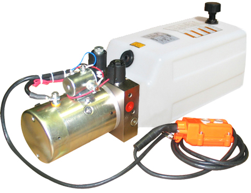 Power Unit 12 Volt Double Acting 2.5 Gallon Poly Tank 2500 PSI, Solenoid Operated